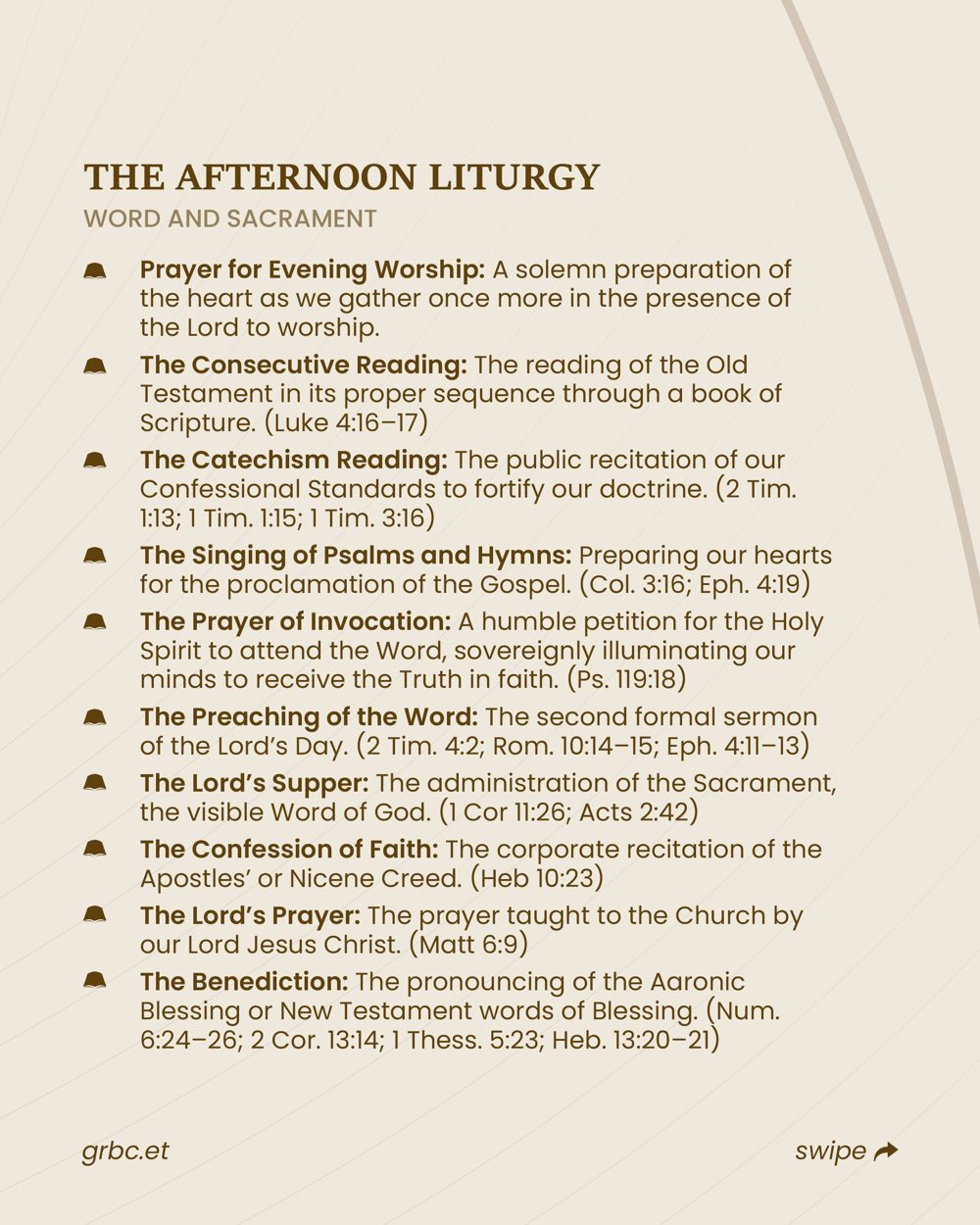 The Order of Divine Service at GRBC — card 4
